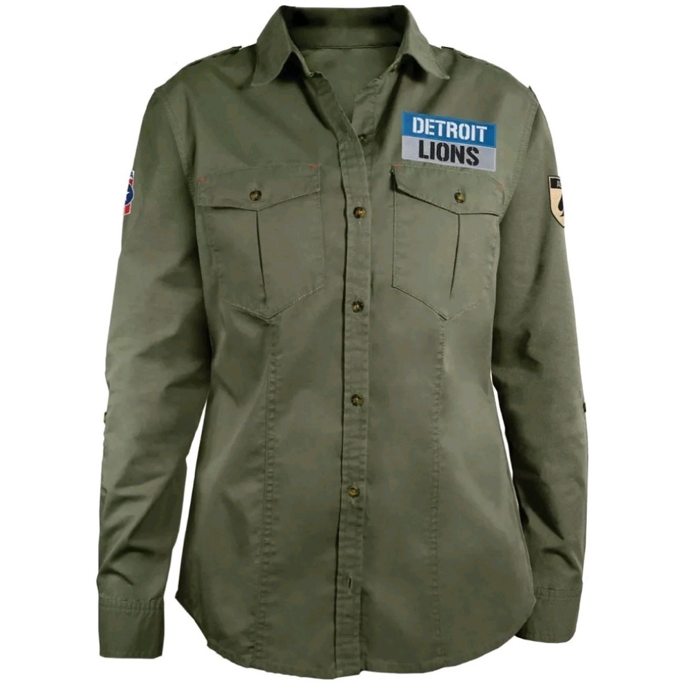 NFL Detroit Lions Military Field Shirt • NWT